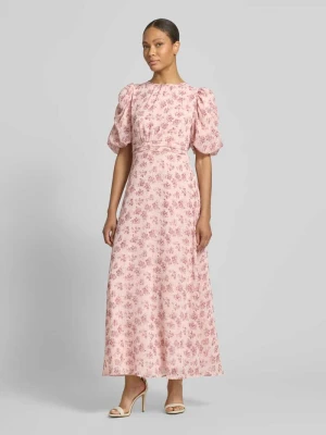 długa sukienka z szyfonu z bufiastymi rękawami model 'A-Linie' NEO NOIR