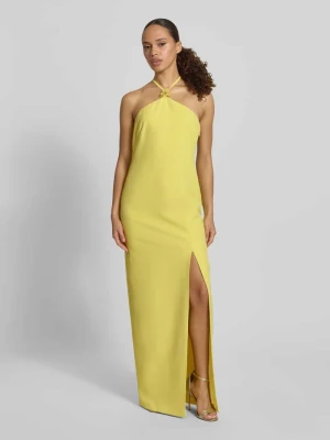 długa sukienka z wiązaniem na szyi z rozporkiem Adrianna Papell