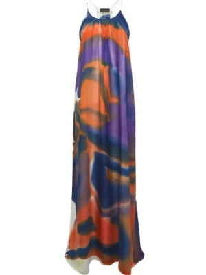 Długa Sukienka z wielokolorowym nadrukiem Roberto Collina