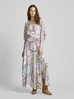 Długa sukienka z wiskozy z efektem batiku model ‘LICIA’ Bash