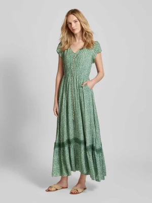 Długa sukienka z wiskozy z listwą guzikową Apricot