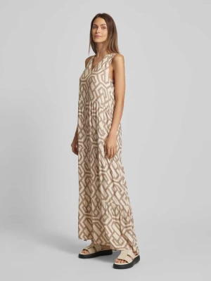 Długa sukienka z wiskozy ze wzorem na całej powierzchni Apricot