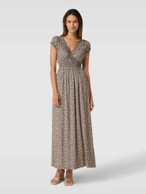 Długa sukienka ze wzorem na całej powierzchni Apricot