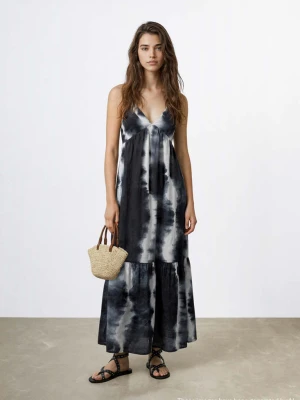Długa sukienka ze wzorem tie-dye antracytowy - Teen - - MANGO TEEN
