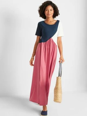 Długa, szeroka sukienka shirtowa, z bawełny z wiskozą bonprix