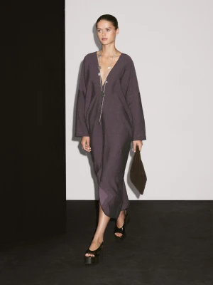 Długa Tunika - Fioletowy - - Massimo Dutti - Kobieta