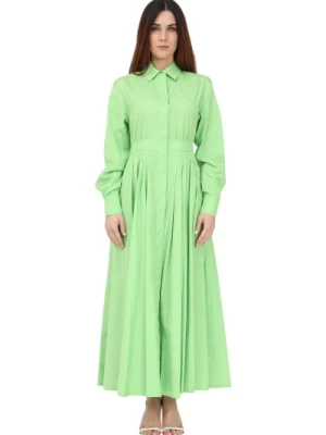 Długa Zielona Sukienka z Bawełny Max Mara