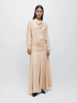 Długa Zwiewna Sukienka Z Falbanami - Szmpan - - Massimo Dutti - Kobieta