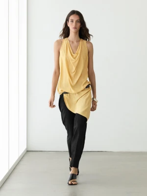 Długi Asymetryczny Lejący Się Top - Jasnożółty - - Massimo Dutti - Kobieta