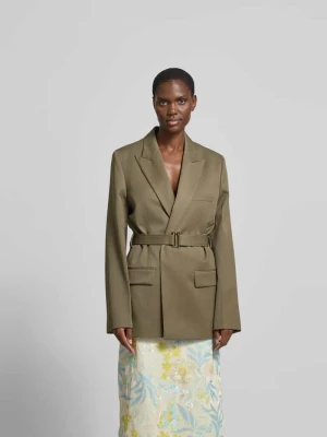 Długi blazer z Mieszanki wełny Victoria Beckham Ziemisty brązowy