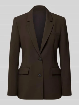 Długi blezer o kroju regular fit z mieszanka wiskozy model 'RITA' Selected Ciemnobrązowy