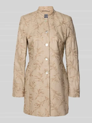 Długi blezer z lnu o kroju slim fit ze stójką WHITE LABEL