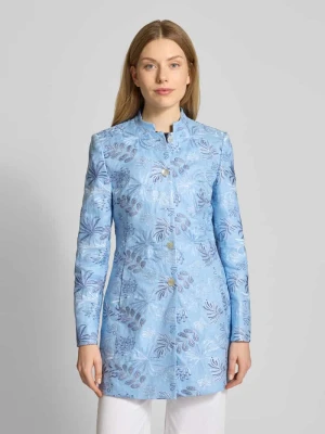 Długi blezer z lnu o kroju slim fit ze stójką White Label