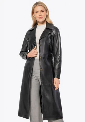 Długi damski płaszcz ze skóry czarny Wittchen