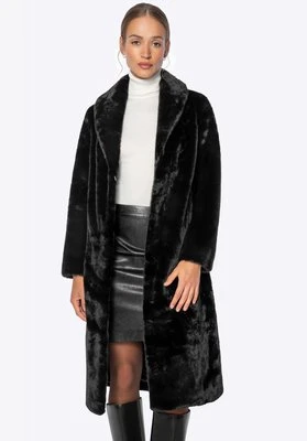 Długi płaszcz ze sztucznego futra czarny Wittchen