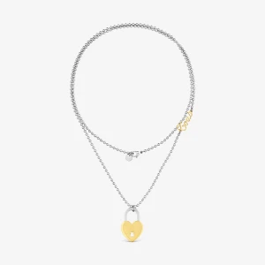 Długi Dwukolorowy Naszyjnik Ze Stali Z Charmsem Z Motywem Serca Tous Charming - Tous Rozmiar