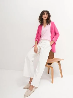 Długi i szeroki T-shirt z dekoltem w serek, krótki rękaw (5 sztuk) bonprix