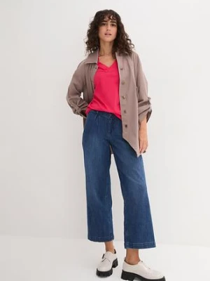 Długi i szeroki T-shirt z dekoltem w serek, krótki rękaw (5 sztuk) bonprix