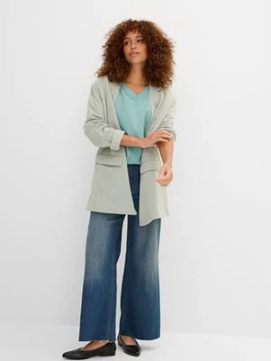 Długi i szeroki T-shirt z dekoltem w serek, krótki rękaw (5 sztuk) bonprix