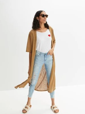 Długi kardigan w optyce lnu bonprix