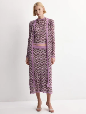 Długi kardigan z dzianiny purpurowy - Kobieta - - MANGO