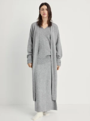 Długi kardigan z dzianiny szary - Kobieta - - MANGO