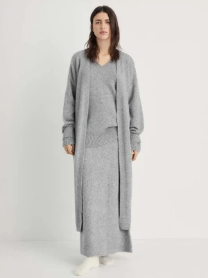 Długi kardigan z dzianiny szary - Kobieta - - MANGO