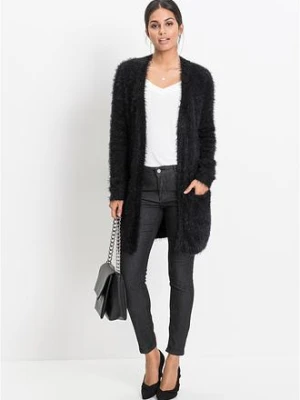 Długi kardigan z dzianiny z długim włosem bonprix