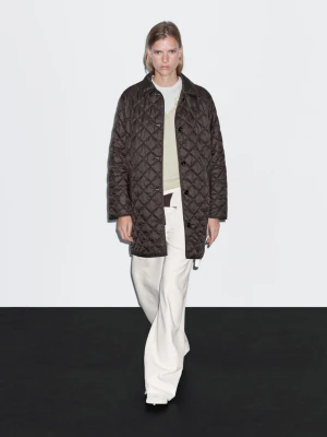 Długi Lekki Płaszcz - Brązowy - - Massimo Dutti - Kobieta