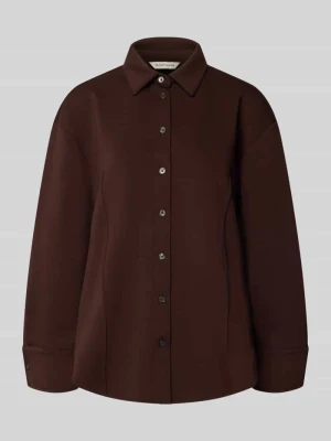 Długi longblazer o kroju regular fit z mieszanki wiskozy Tom Tailor Ciemnobrązowy
