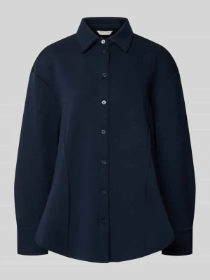 Długi longblazer o kroju regular fit z mieszanki wiskozy Tom Tailor Granatowy