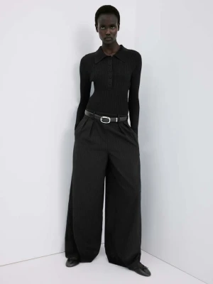 Długi mieszany kombinezon czarny - Kobieta - - MANGO