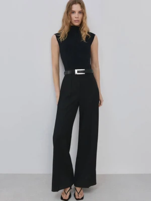 Długi mieszany kombinezon czarny - Kobieta - - MANGO