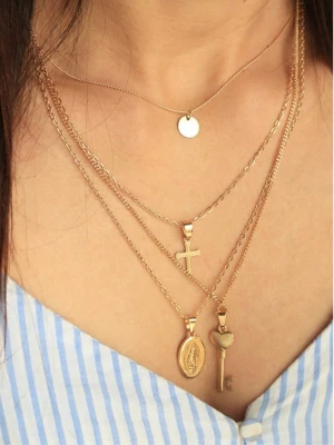 Długi naszyjnik multi - złoty  magmac 