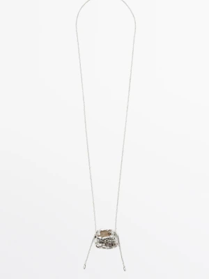 Długi Naszyjnik Z Koszyczkiem - Srebrny - Massimo Dutti - Female