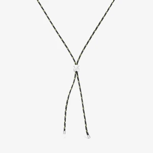 Długi Naszyjnik Z Misiem Ze Srebra I Czarnego Nylonu Tous Bold Motif - Tous Rozmiar