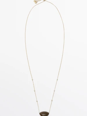 Długi Naszyjnik Z Nieregularnym Kamieniem - Złoty - Massimo Dutti - Female