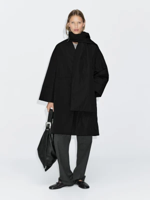 Długi Pikowany Płaszcz Z Chustką - Czarny - - Massimo Dutti - Kobieta