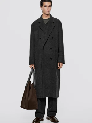 Długi Płaszcz 100% Wełna - Limited Edition - Szary - Massimo Dutti - Male