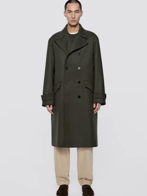 Długi Płaszcz Dwurzędowy − Limited Edition - Zielony - Massimo Dutti - Male