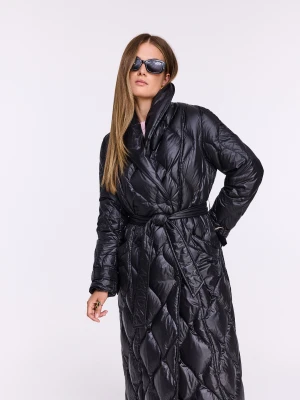 Długi płaszcz puchowy z pikowanego materiału TARANKO