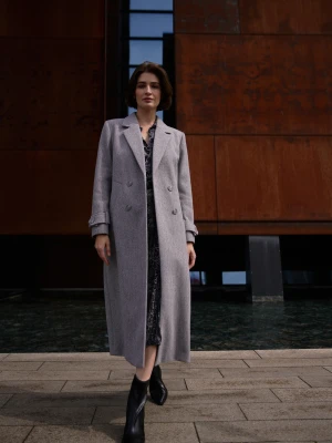 Długi płaszcz szary Moodo