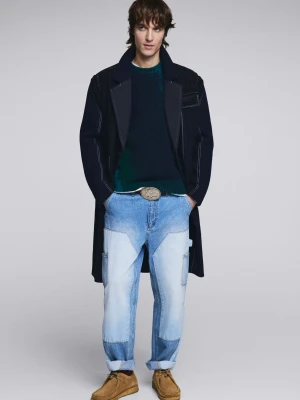 Długi płaszcz w paski Desigual