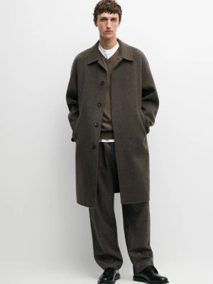 Długi Płaszcz Z Dwustronnej Wełny - Brązowy - Massimo Dutti - Male