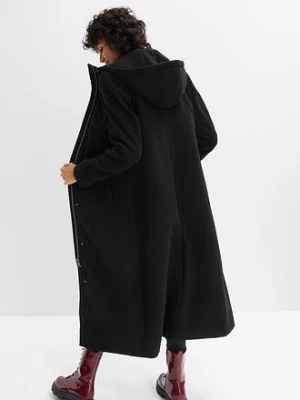 Długi płaszcz z materiału w optyce wełny bonprix