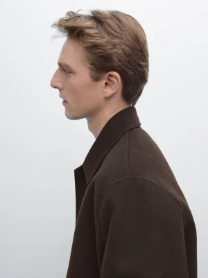 Długi Płaszcz Z Mieszanki Wełny - Brązowy - - Massimo Dutti - Male