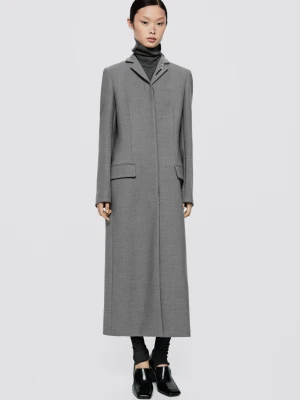 Długi Płaszcz Z Mieszanki Wełny – Limited Edition - Szary - Massimo Dutti - Female