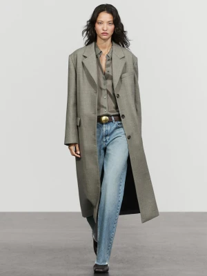 Długi Płaszcz Ze 100% Wełny - Norkowy - Massimo Dutti - Female