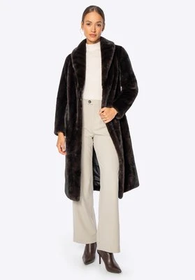 Długi płaszcz ze sztucznego futra ciemny brąz Wittchen