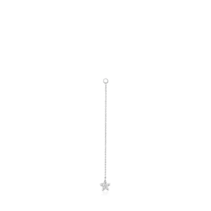 Długi Pojedynczy Kolczyk Z Białego Złota, Z Gwiazdką I Diamentami Tous Grain - Tous